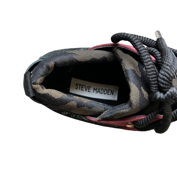 Steve Madden cliff olive patchwork Cami lace up sneaker 8.5 - Picture 4 of 7